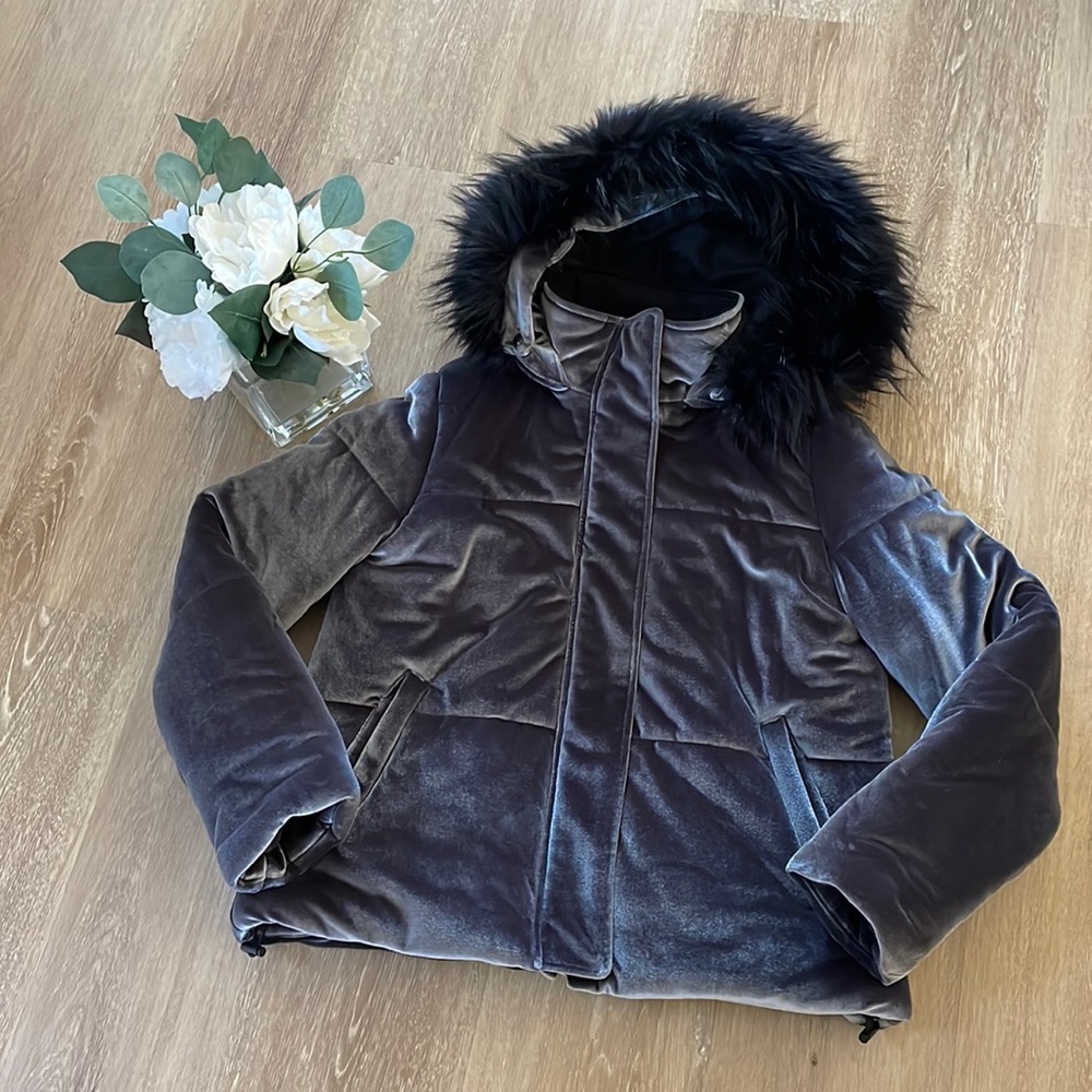 Express Velvet Quilted Puffer Jacket